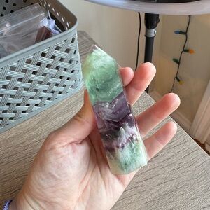 Green and Purple Crystal Tower Feather/Snowflake Fluoride